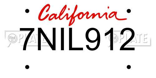 7NIL912 California License Plate