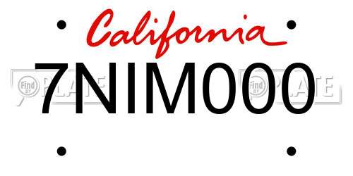 7NIM000 California License Plate