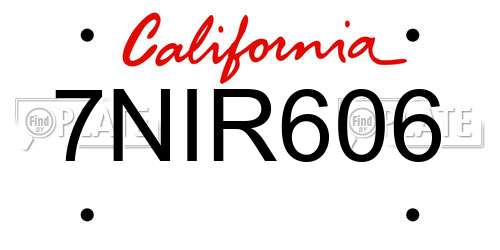 7NIR606 California License Plate