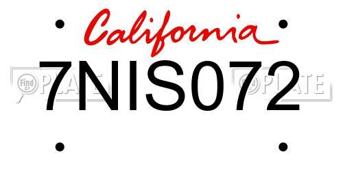 7NIS072 California License Plate