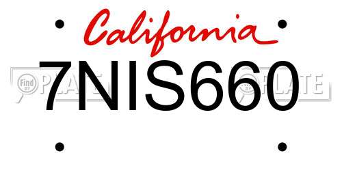 7NIS660 California License Plate