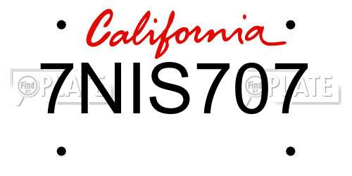 7NIS707 California License Plate