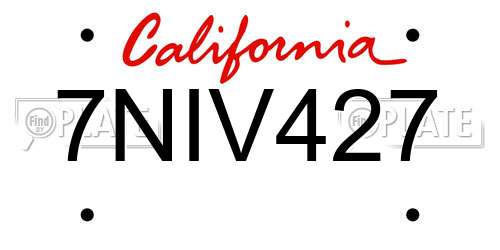 7NIV427 California License Plate