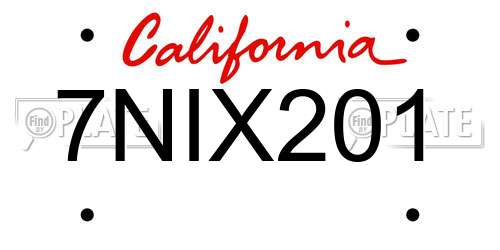 7NIX201 California License Plate