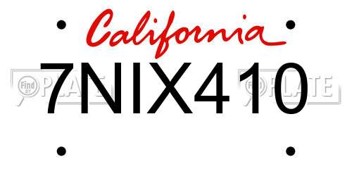 7NIX410 California License Plate