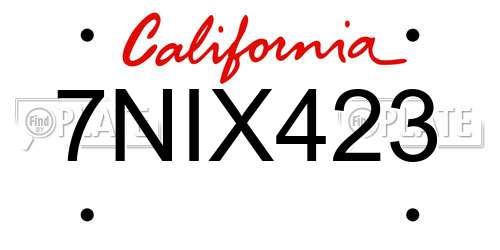 7NIX423 California License Plate