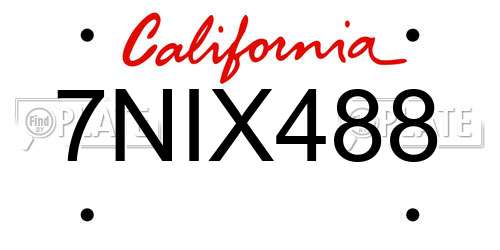 7NIX488 California License Plate