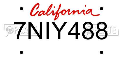 7NIY488 California License Plate
