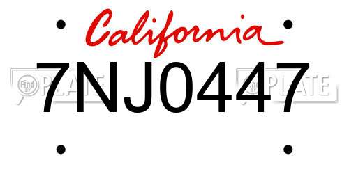 7NJ0447 California License Plate