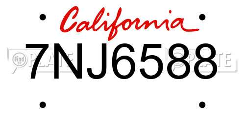 7NJ6588 California License Plate