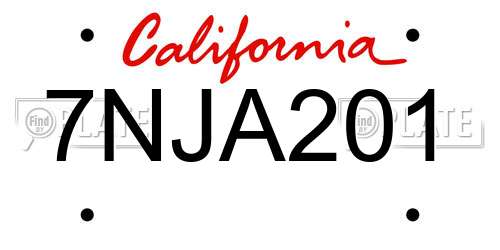 7NJA201 California License Plate