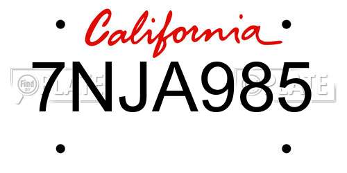 7NJA985 California License Plate