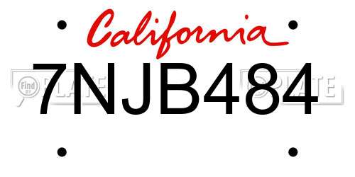 7NJB484 California License Plate