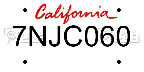 7NJC060 California License Plate