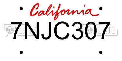 7NJC307 California License Plate
