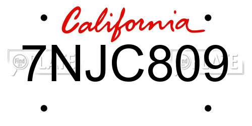 7NJC809 California License Plate