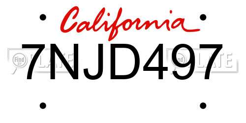 7NJD497 California License Plate