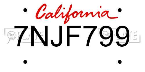 7NJF799 California License Plate