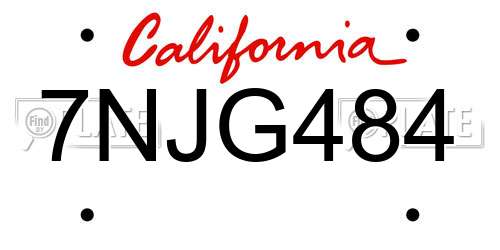 7NJG484 California License Plate