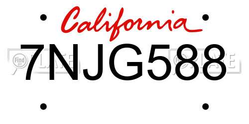 7NJG588 California License Plate