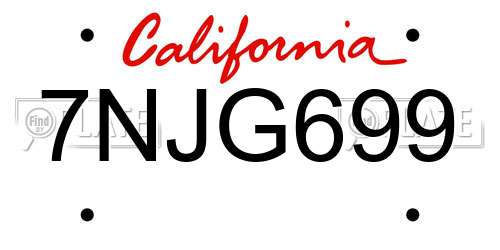7NJG699 California License Plate