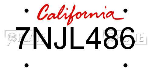 7NJL486 California License Plate