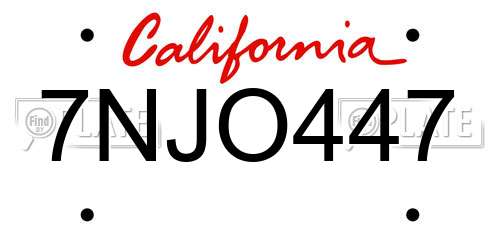 7NJO447 California License Plate