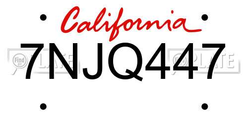 7NJQ447 California License Plate