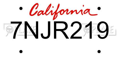 7NJR219 California License Plate
