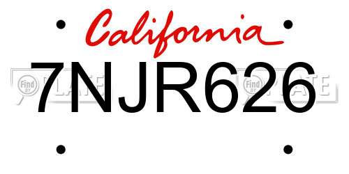 7NJR626 California License Plate