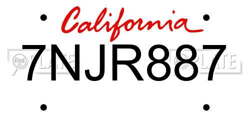 7NJR887 California License Plate