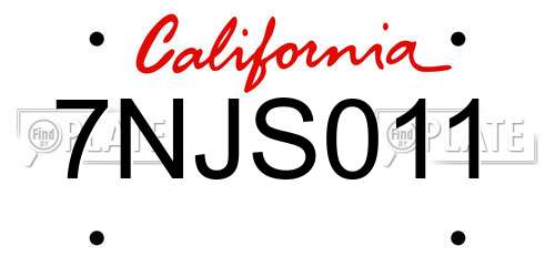 7NJS011 California License Plate