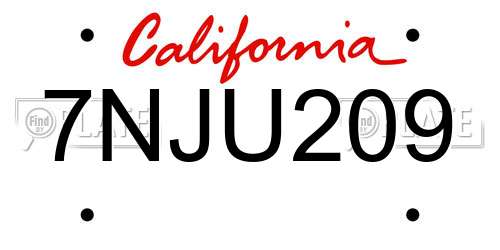 7NJU209 California License Plate