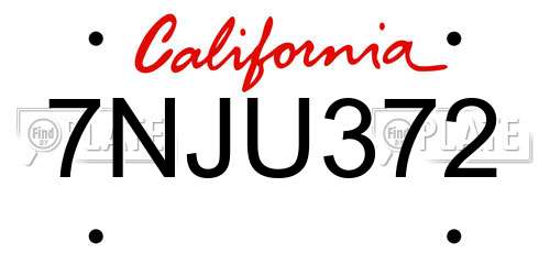 7NJU372 California License Plate