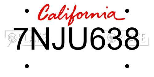 7NJU638 California License Plate