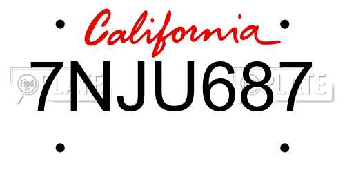 7NJU687 California License Plate