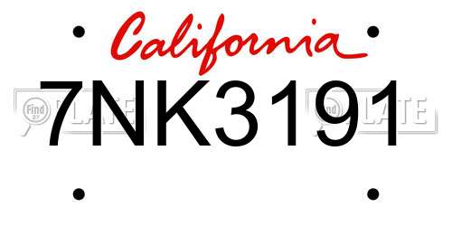 7NK3191 California License Plate