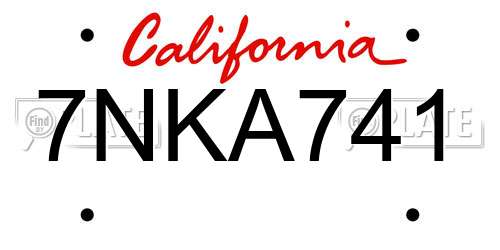 7NKA741 California License Plate
