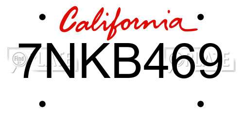 7NKB469 California License Plate