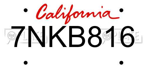 7NKB816 California License Plate