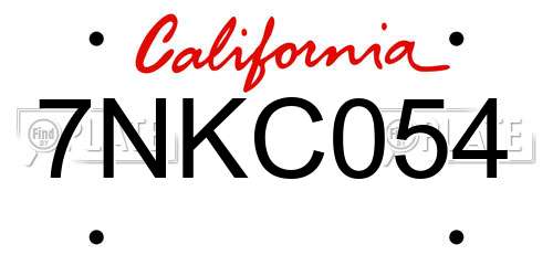 7NKC054 California License Plate