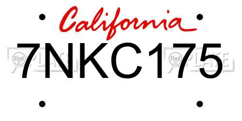 7NKC175 California License Plate