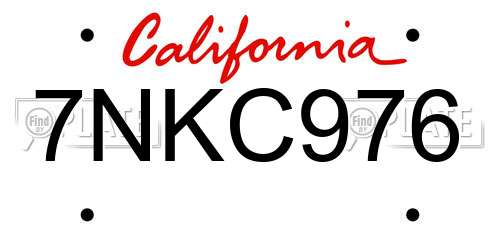 7NKC976 California License Plate