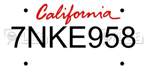 7NKE958 California License Plate