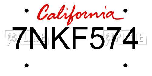 7NKF574 California License Plate