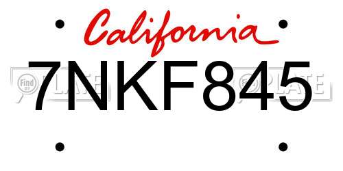 7NKF845 California License Plate