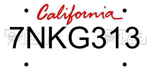 7NKG313 California License Plate