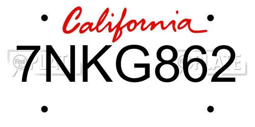 7NKG862 California License Plate