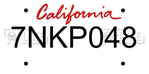 7NKP048 California License Plate