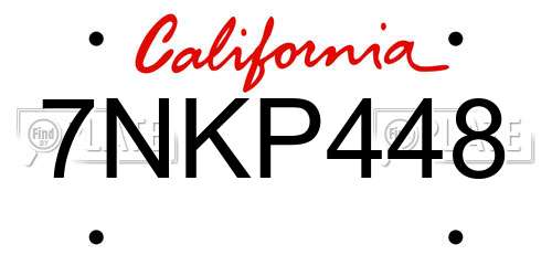 7NKP448 California License Plate